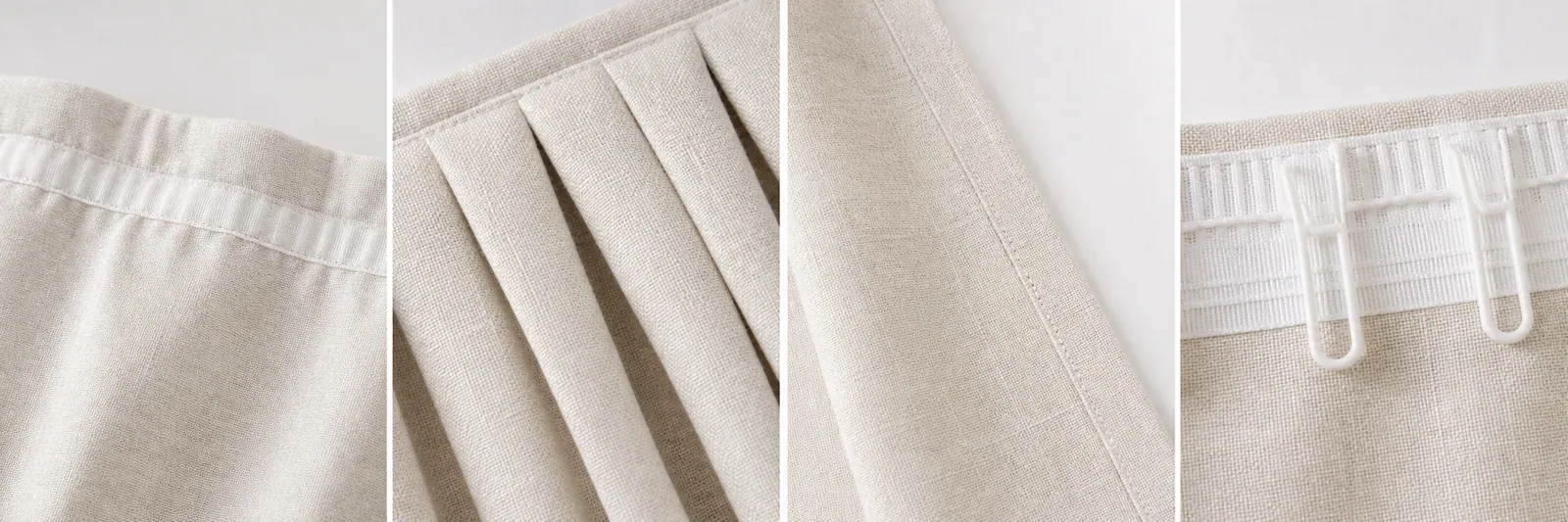 Sheer curtain heading style and tape details