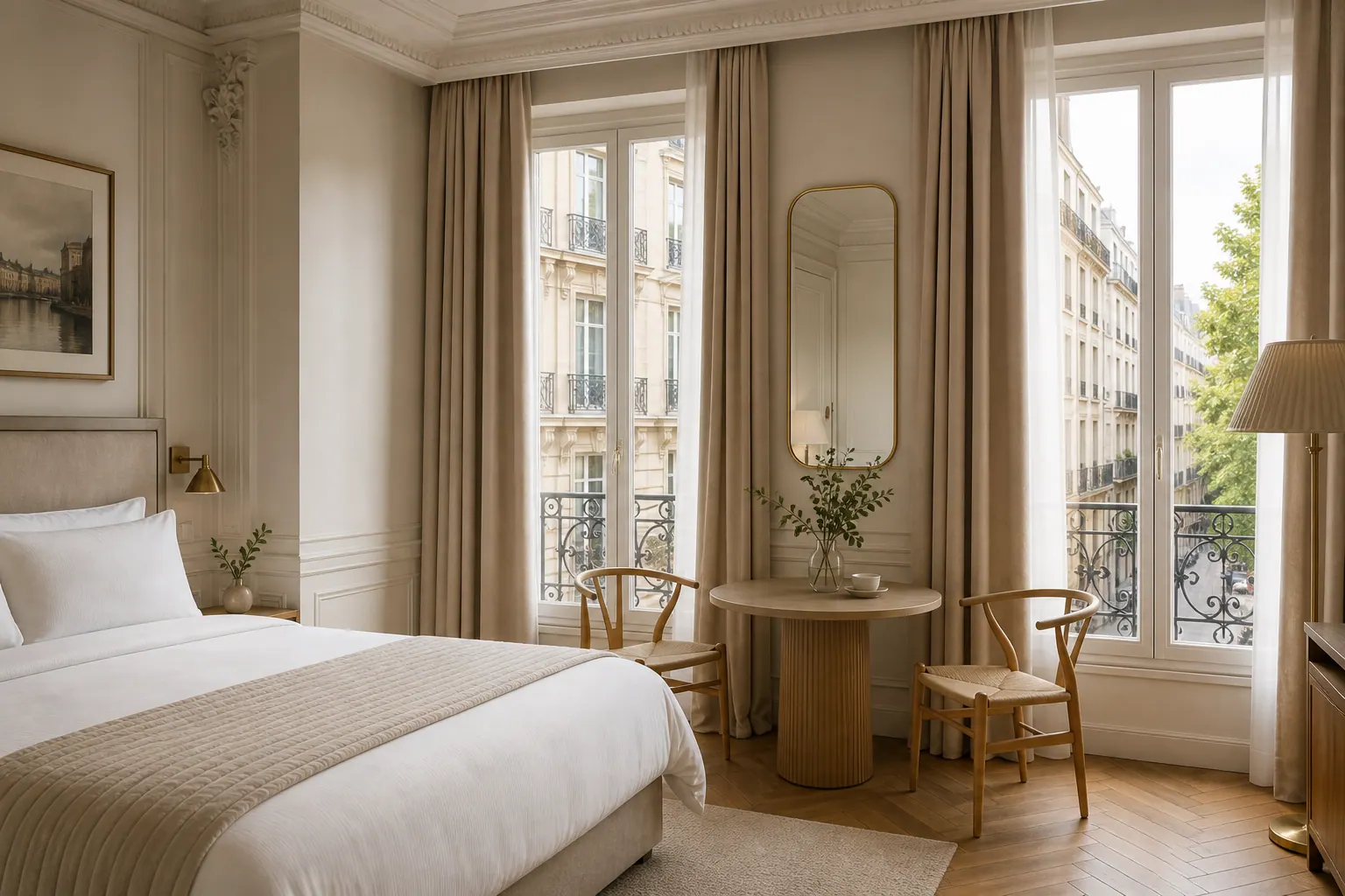 Boutique hotel room with custom blackout curtains
