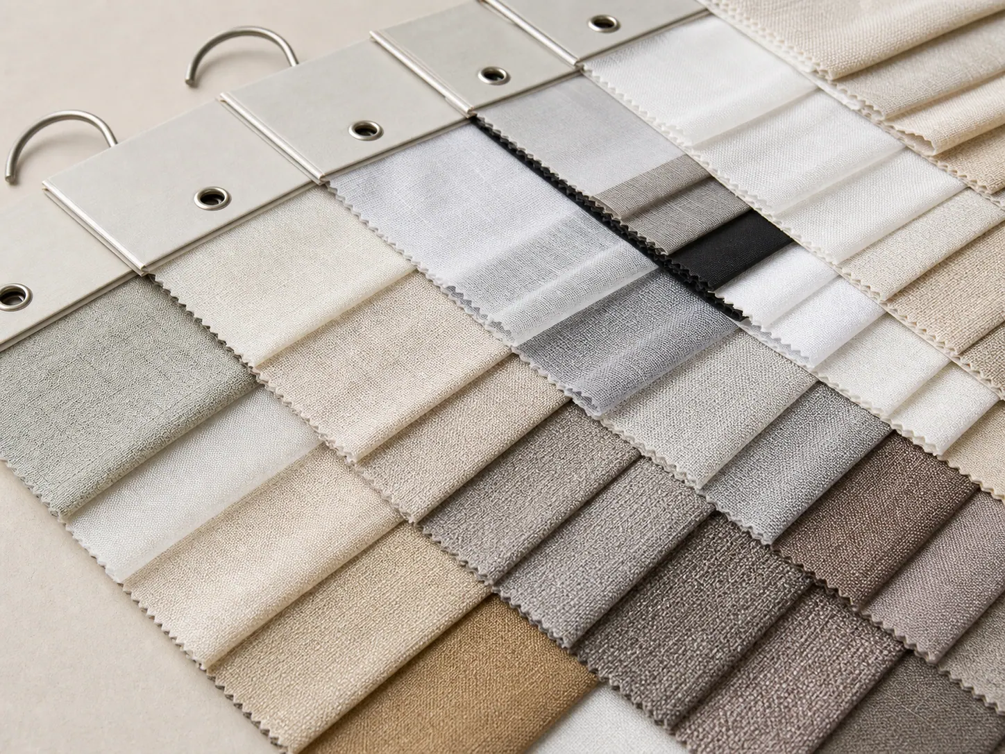 Private label curtain fabric swatches and retained reorder standards
