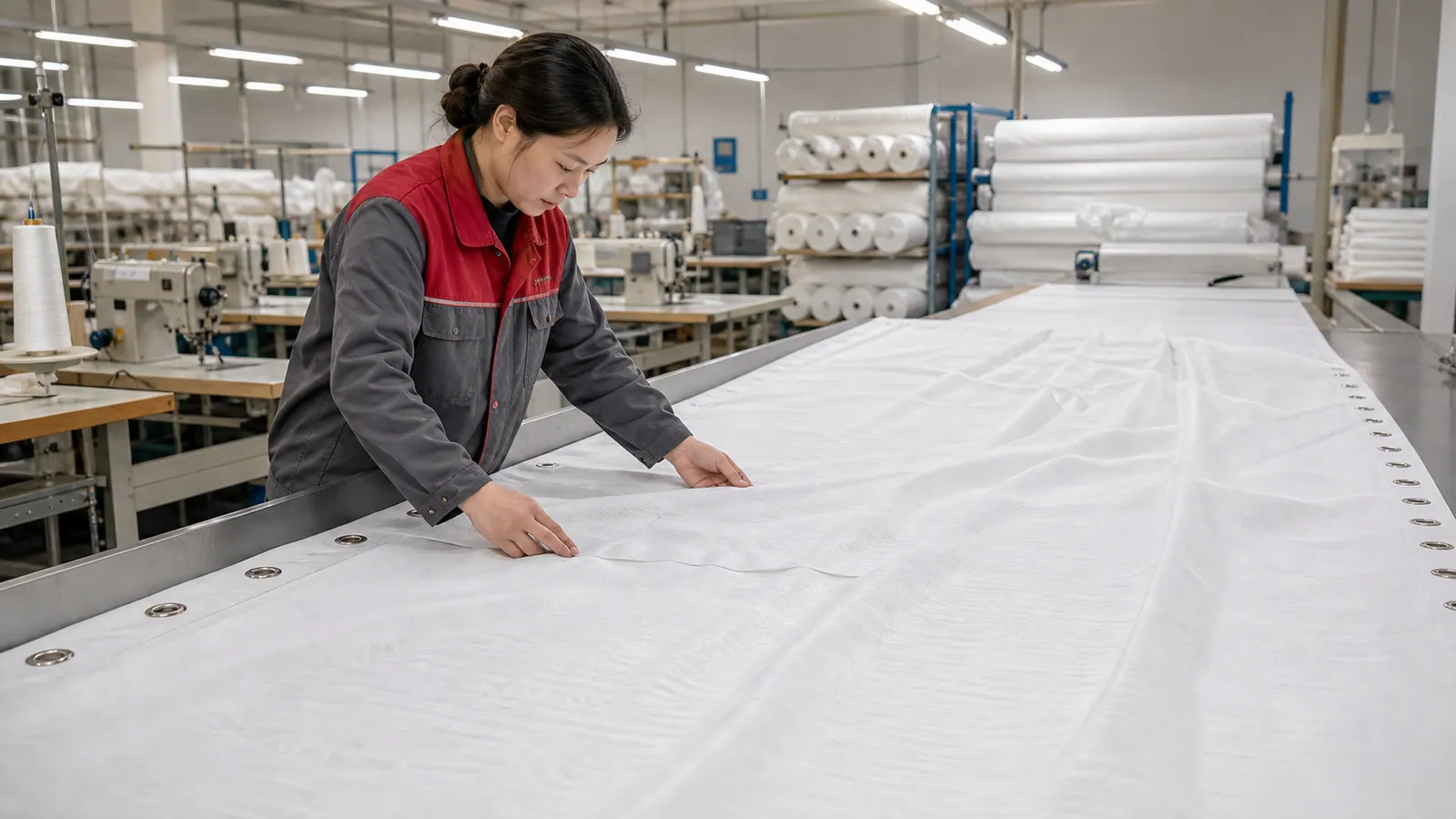 Curtain factory inspection and finishing
